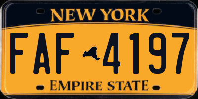 NY license plate FAF4197