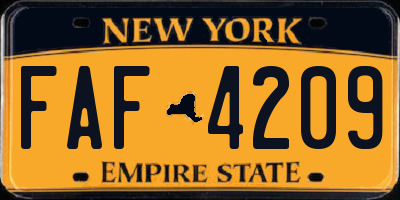 NY license plate FAF4209