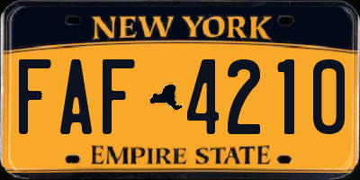 NY license plate FAF4210