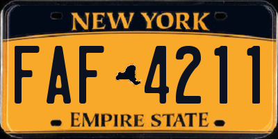 NY license plate FAF4211