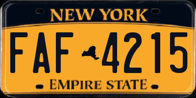 NY license plate FAF4215