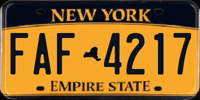 NY license plate FAF4217