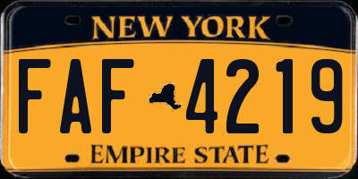 NY license plate FAF4219