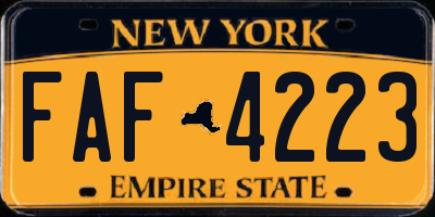 NY license plate FAF4223