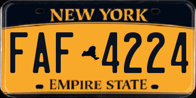 NY license plate FAF4224