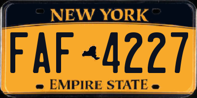 NY license plate FAF4227