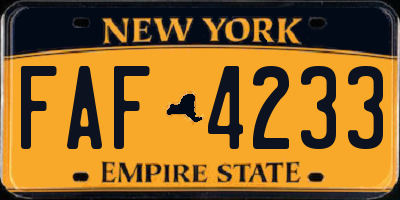 NY license plate FAF4233