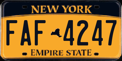 NY license plate FAF4247