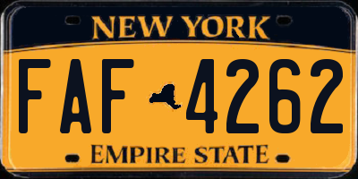 NY license plate FAF4262