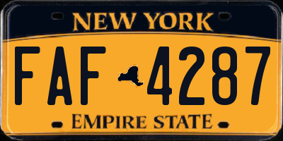 NY license plate FAF4287