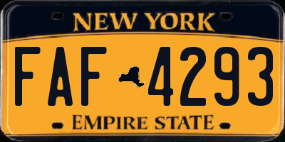 NY license plate FAF4293