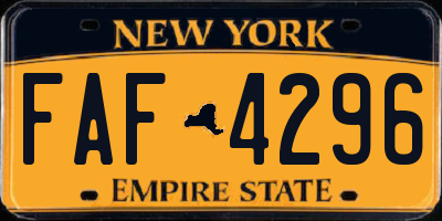 NY license plate FAF4296