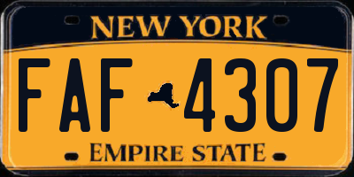 NY license plate FAF4307