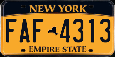 NY license plate FAF4313