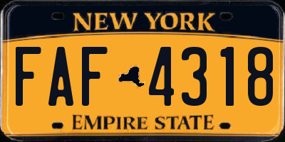 NY license plate FAF4318
