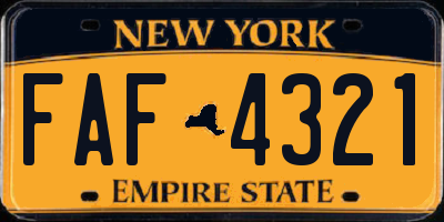 NY license plate FAF4321