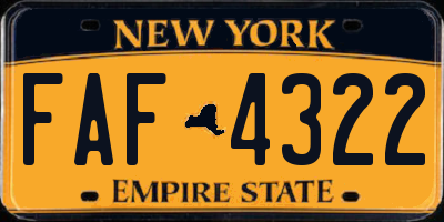 NY license plate FAF4322
