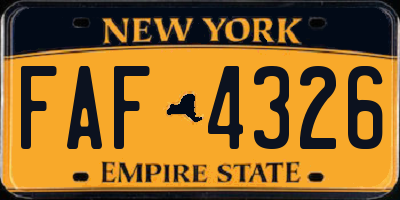 NY license plate FAF4326