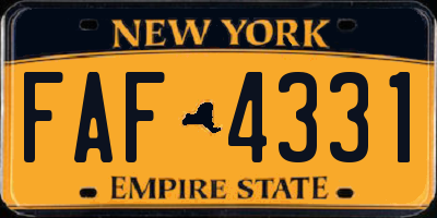 NY license plate FAF4331