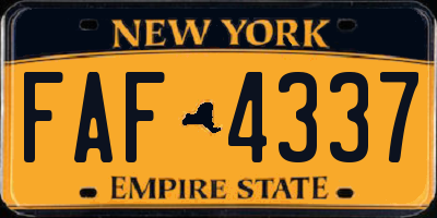 NY license plate FAF4337