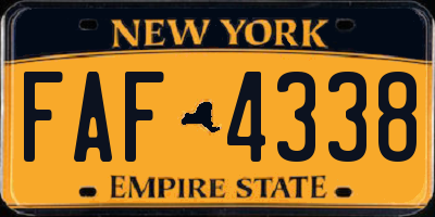 NY license plate FAF4338