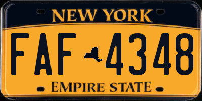 NY license plate FAF4348