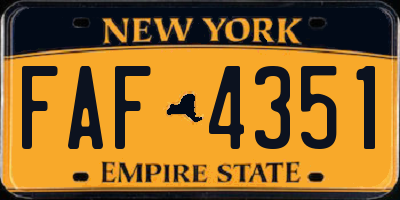 NY license plate FAF4351