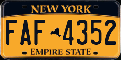 NY license plate FAF4352