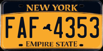 NY license plate FAF4353