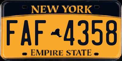 NY license plate FAF4358