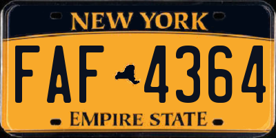 NY license plate FAF4364