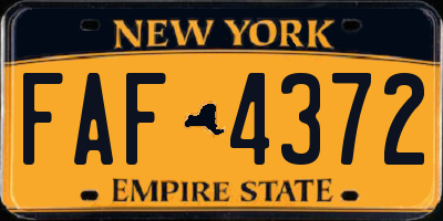 NY license plate FAF4372