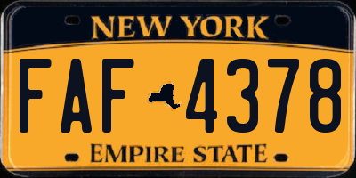 NY license plate FAF4378