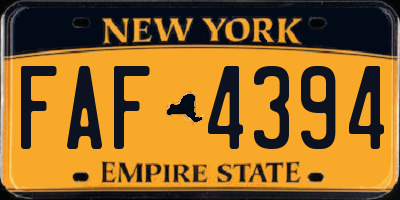 NY license plate FAF4394