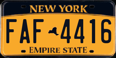 NY license plate FAF4416