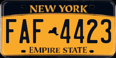 NY license plate FAF4423