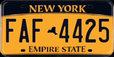 NY license plate FAF4425