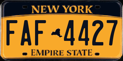 NY license plate FAF4427