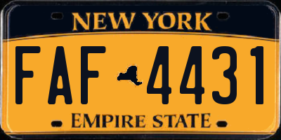 NY license plate FAF4431