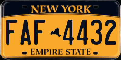 NY license plate FAF4432