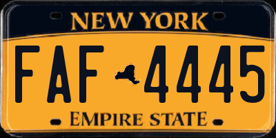NY license plate FAF4445
