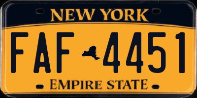 NY license plate FAF4451