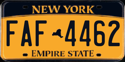 NY license plate FAF4462