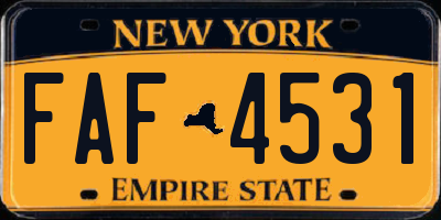 NY license plate FAF4531