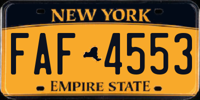 NY license plate FAF4553