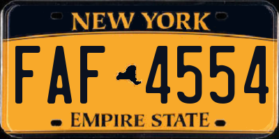 NY license plate FAF4554