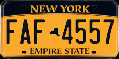 NY license plate FAF4557