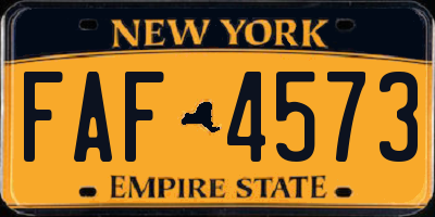 NY license plate FAF4573