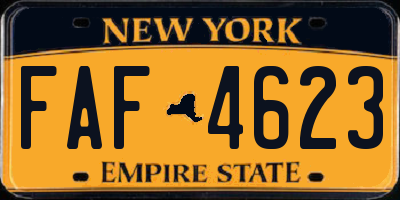 NY license plate FAF4623