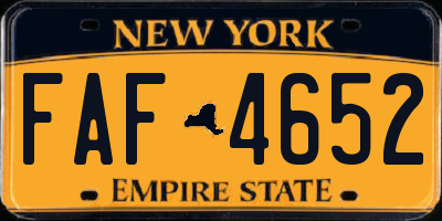 NY license plate FAF4652